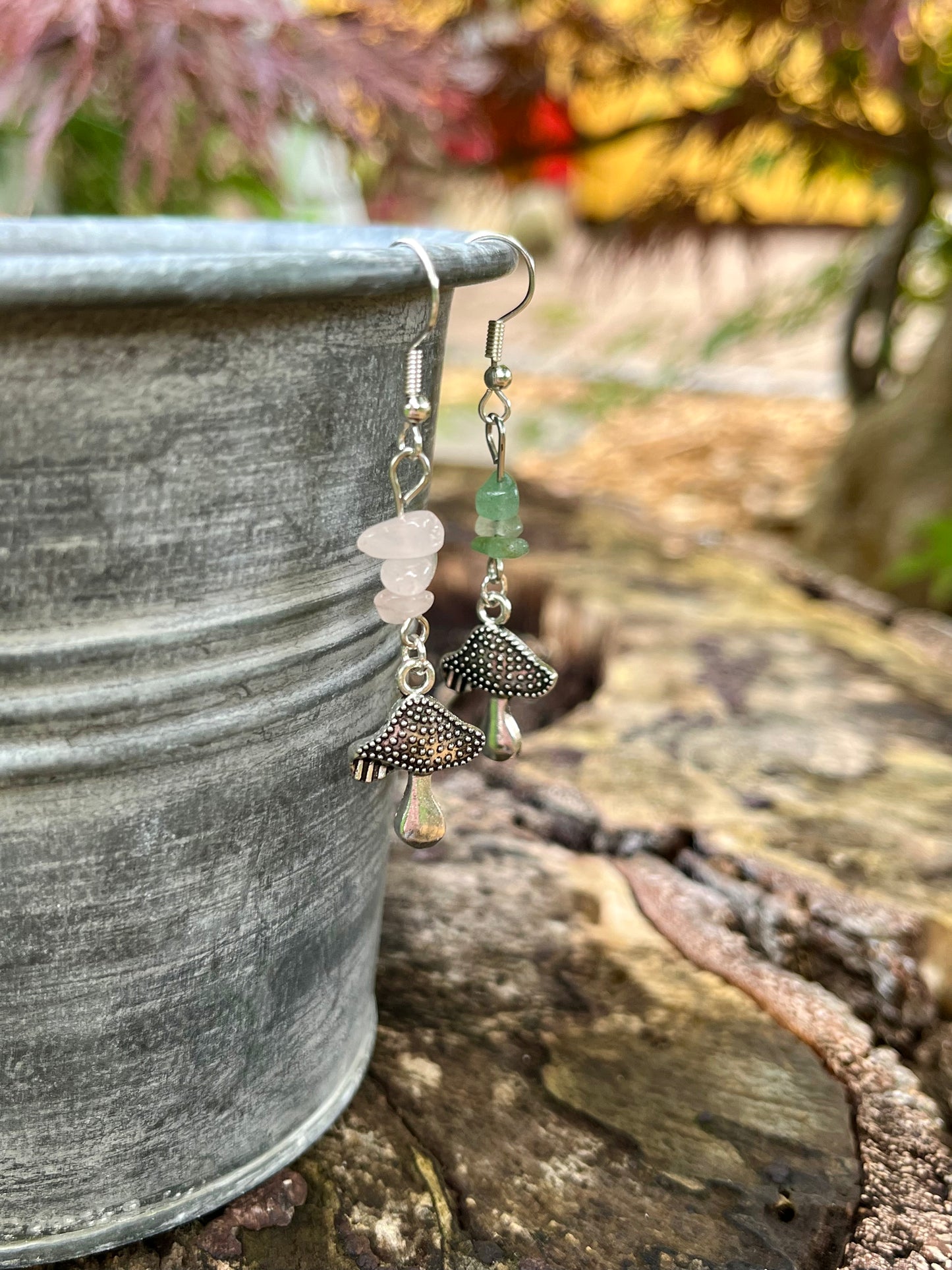 Pilz Ohrringe mit Edelstein