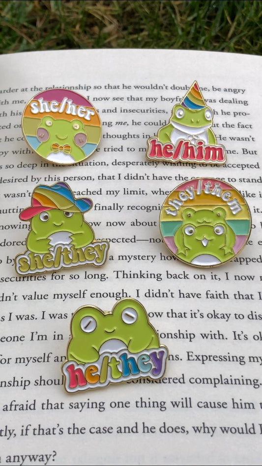 Pronoun Pins, Pronoun Buttons, LGBTQ+ Pride Pins