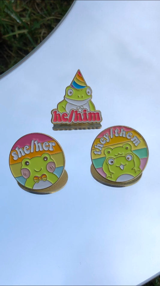 Pronoun Pins, Pronoun Buttons, LGBTQ+ Pride Pins